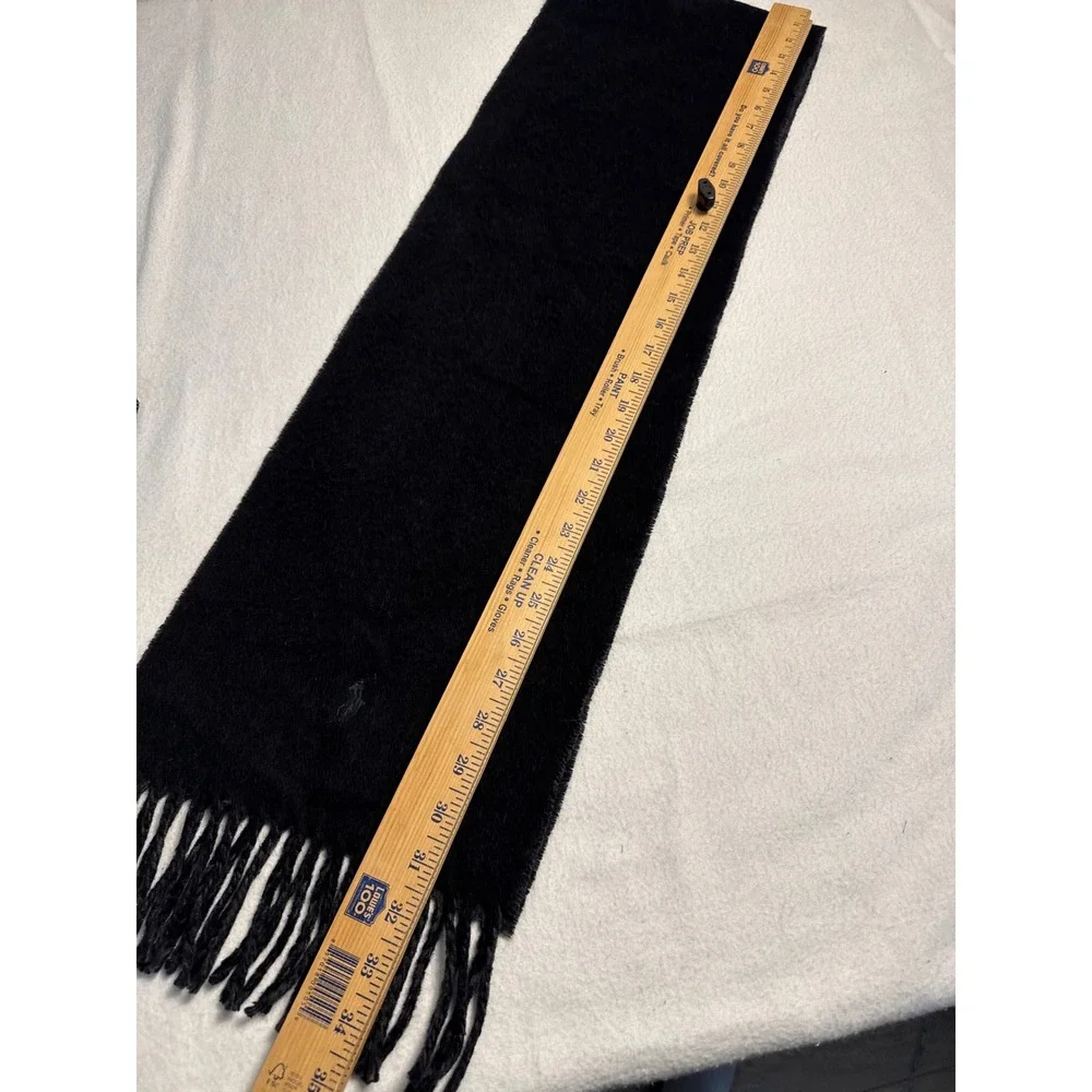 Polo Ralph Lauren Scarf Mens OS Black Gray Lambswool Reversible Made in Italy